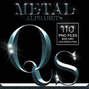 Alphabet chromé turquoise, PNG de lettres métalliques, alphabet en métal, lettres en métal numériques imprimables, Clipart de l'alphabet, clipart numérique #GL_4_2