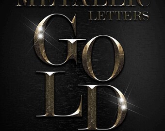May include: Gold metallic letters spelling out the word "GOLD" with a textured, aged look. The letters are set against a black background with a subtle, textured pattern. 110 high resolution PNG files, 300 DPI.