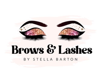 Logotipo de pestañas, logotipo de pestañas, logotipo de oro rosa, logotipo de pestañas, logotipo de extensión de pestañas, logotipo de maquillaje, logotipo de empresa prefabricado