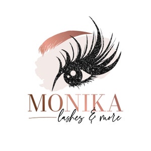 Logo ciglia, logo estensione ciglia, logo trucco, logo aziendale premade, logo bellezza, logo oro rosa, logo acquerello