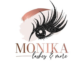 Lashes Logo, Lash Extension Logo, Makeup Logo, Premade Business Logo, Beauty logo, Rose gold logo, watercolor logo