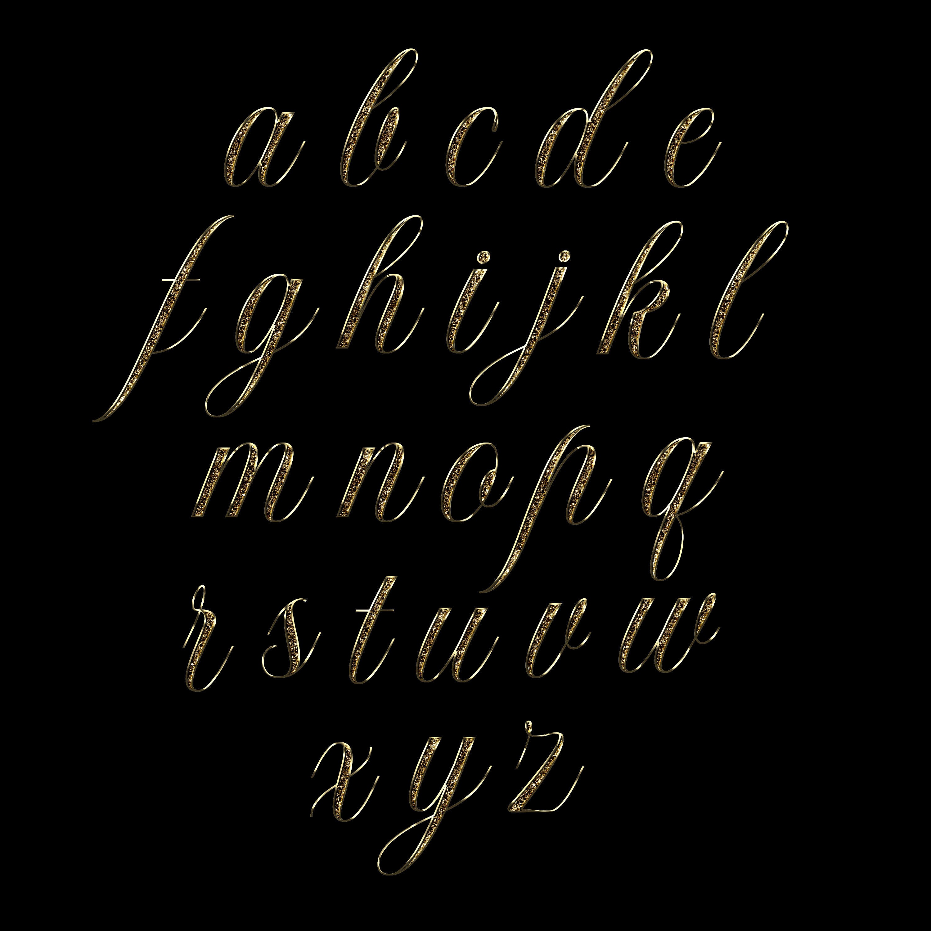 Gold Glitter Cursive Letters PNG, Sparkling Cursive, Bling, High Shine ...