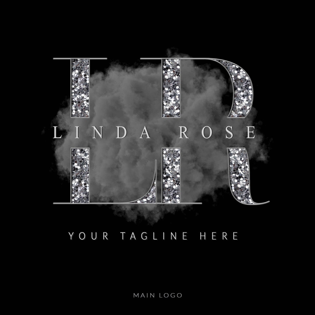 Beautiful Silver Glitter Sparkle Logo, Makeup Artist Logo, Beauty Logo