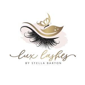 Lashes Logo, Lash Extension Logo, Makeup Logo, Premade Business Logo, Beauty logo, Rose gold logo, watercolor logo