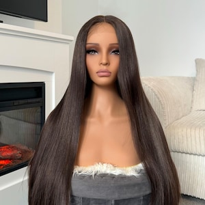 30インチ ブラウン ブルネット レディース ウィッグ ロング ストレート レースフロント ウィッグ 人工毛 リアルウィッグ 女性用