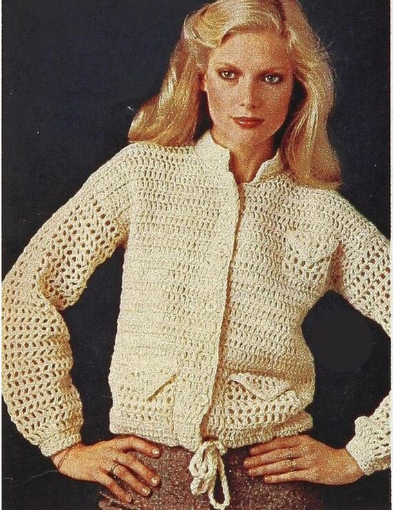 Buy Vintage Crochet Jacket sweater 1960 s Crochet Fashion SIZES 6 8 10 12 14 16 Online in India Etsy