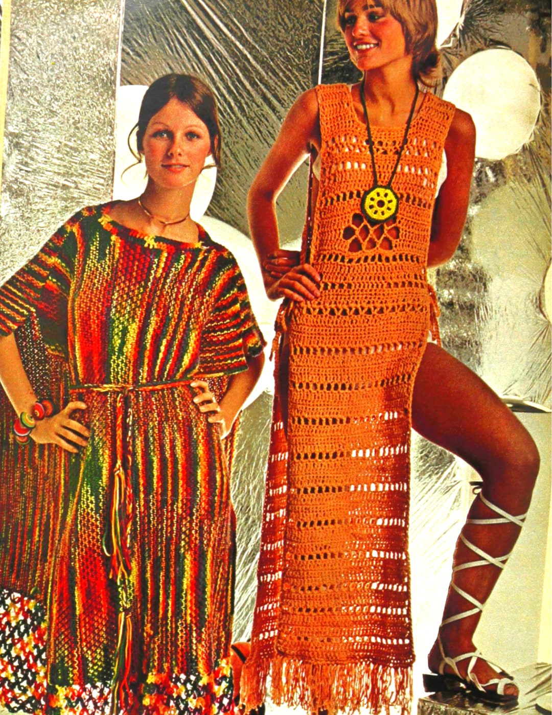Beautiful Vintage Crochet Caftan Pattern PDF Download Circa 1970 Spring