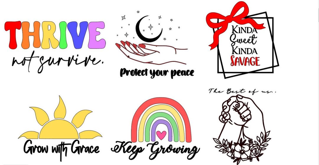 Positive Affirmations SVG Bundle | Self Care Quotes | Mental Health SVG ...