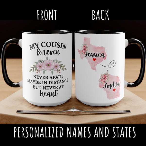 Personalized Cousin Gift, Cousin Mug, Custom Coffee Cup, Unique Gift, Gag Gift, Funny Mug, Long Distance State To State Gift Gift for Cousin