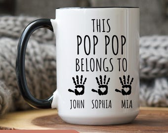 This Pop Pop Belongs To Mug,Pop Pop Coffee Mug Personalized,Pop Pop Gift From Grandkids, Custom Pop Pop Cup,Gift For Pop Pop,Christmas Gifts
