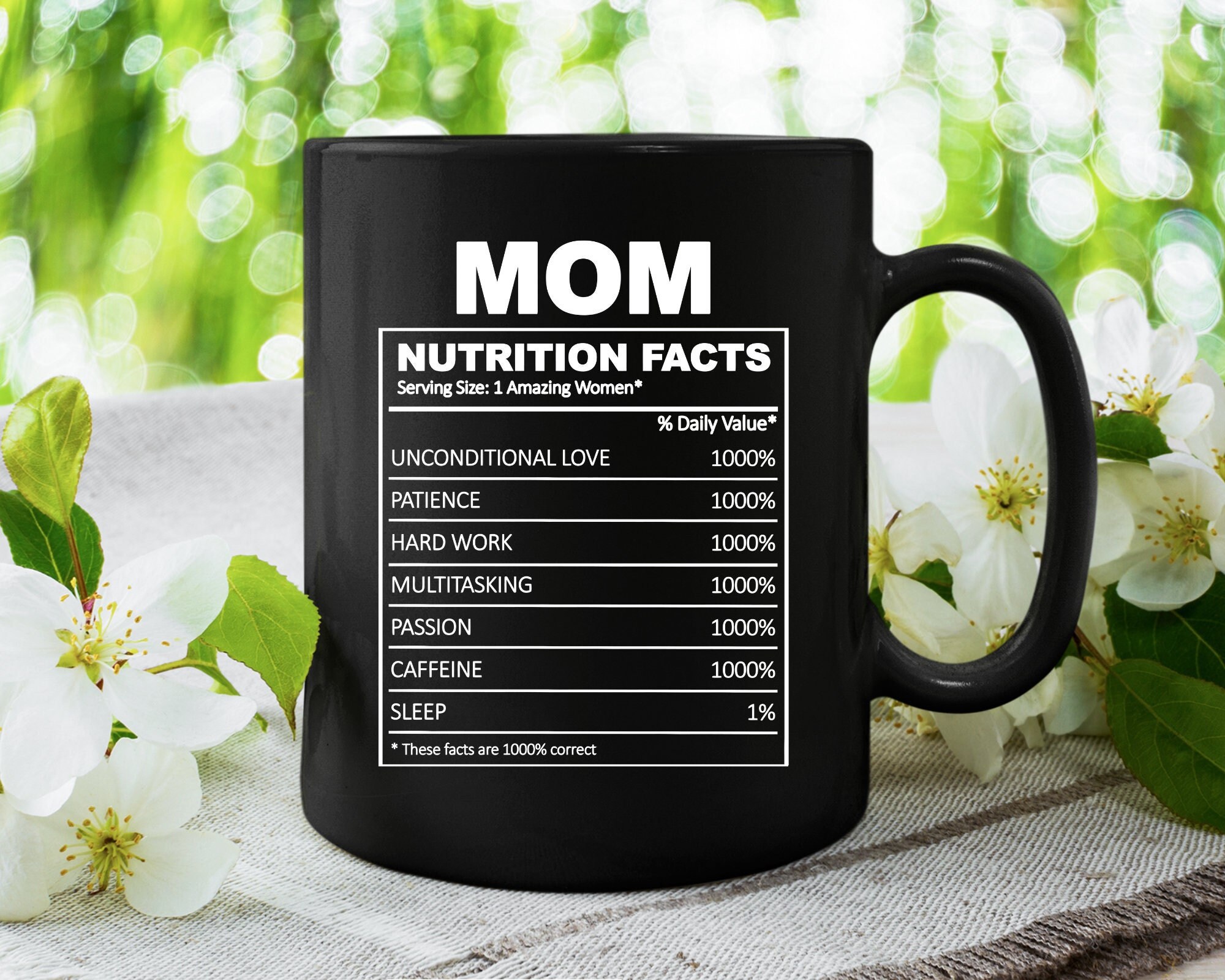 Funny Mom Birthday Gifts Mom Nutritional Facts Best Mom Gift Mug 15oz  Coffee Mug