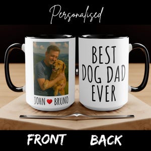 Personalized Pet Portrait, Custom Dog Mug, Custom Dog Portrait Mug, Gift for Dog Dad, Father&#39;s Day Gift, Photo Mug With Personalized Names