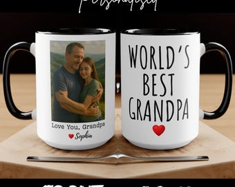 Grandpa Gift, Photo Mug With Personalized Names, Custom Photo Mug, Custom Picture And Text Mug, Personalized Mugs, Best Grandpa Birthday Mug