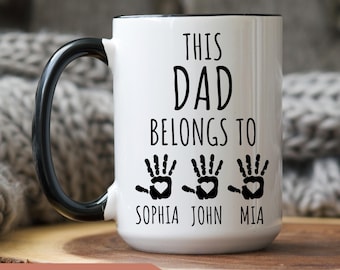 Personalized This Dad Belongs To Mug, We Love You Dad, Birthday Gift, Christmas, Father's Day Gifts Custom Dad Coffee Mug With Kids Names