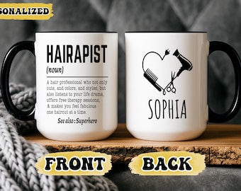 Personalized Hairapist Definition Mug, Hairdresser Cup, Hairstylist Appreciation Gift, Cosmetology Gift, Salon Owner Present, Christmas Gift
