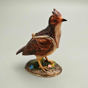 Juliana Treasured Trinkets Skylark Bird Trinket Box Enameled Lark Figurine Hinged Collectible Bird Ring Box Fine Enamelware Gift