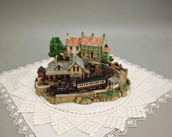 Danbury Mint "The Arrival Of The 4.45" by Jane Hart, Country Lines Collection Miniature Railway Station Village Steam Train Collectible.