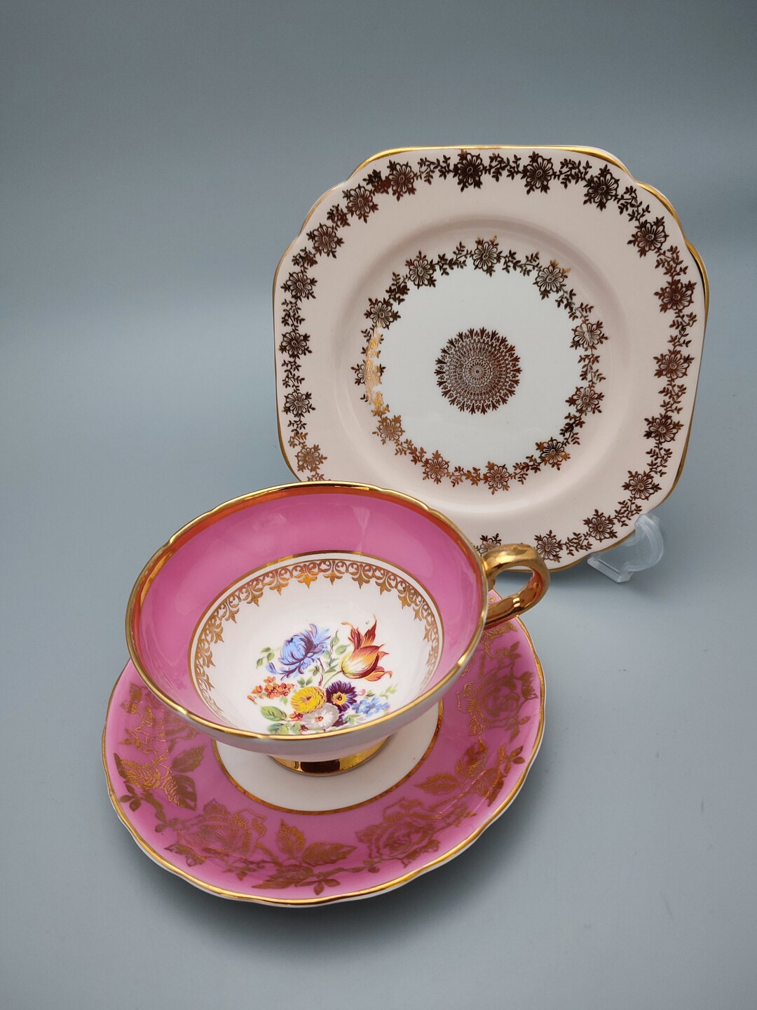 Stanley Fine Bone China Plate Saucer and a Cup in Pink. Etsy