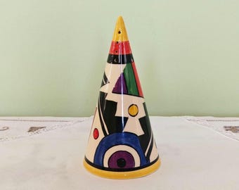 Azucarero de cerámica Moorland Pottery - Estilo Art Déco de Clarice Cliff.