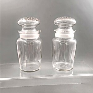Pair of Victorian Glass Jars with Ground Stoppers Antique Fluted Condiment Pots Antique Kitchen Storage Decor