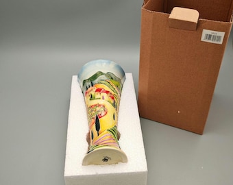 Old Tupton Ware Tuscany Vase with Original Box Hand Decorated Flared Bud Vase Yellow Floral Art Pottery Vintage English Pottery Display Gift