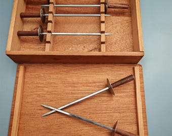 Brochetas de kebab vintage - Acero inoxidable japonés y madera de teca / Juego de 6.