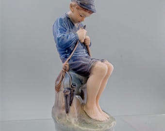Royal Copenhagen The Whittler Boy Figurine 079 Shepherd Boy Carving Stick Vintage 1950s Danish Porcelain Vintage Collectible Gift