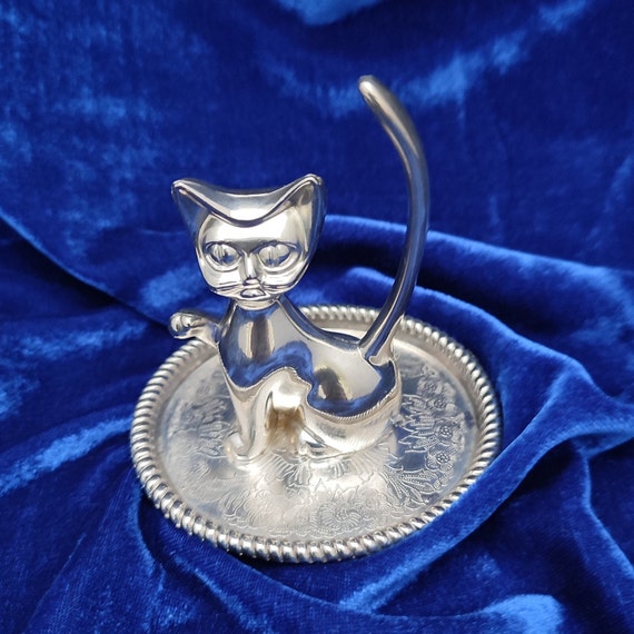Silver plated sale cat ring holder