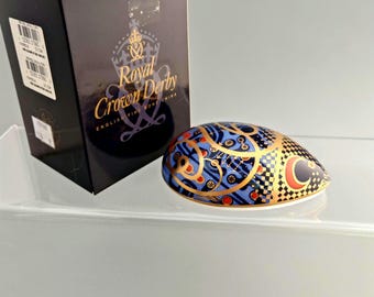 Royal Crown Derby Computer Mouse Paperweight Gold Stopper Vintage 2000 Boxed Figurine Collectible English Porcelain Gift