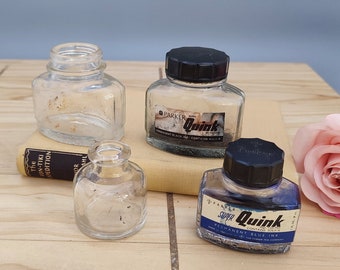 Tinteros antiguos Parker y otros / Juego de 4.