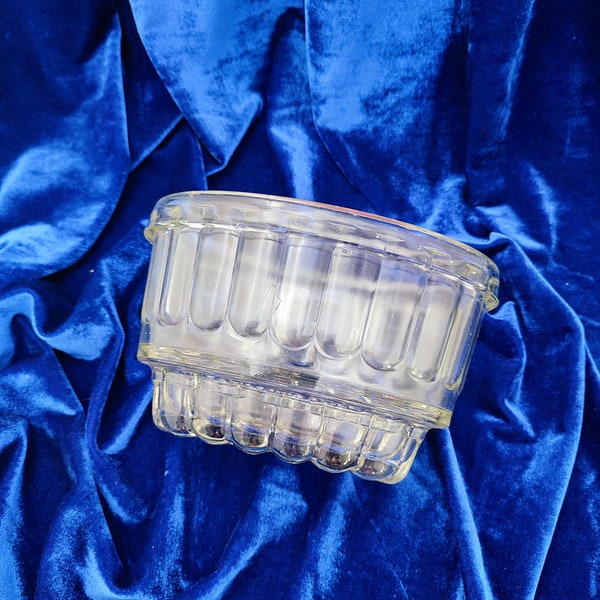 Large Glass Vintage Jelly Mould / Oval shape.