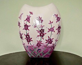 Old Tupton Ware Lavender Vase 12 Inch Large Statement Ceramic Flower Vase Factory Sealed Boxed Hand Painted Tubelined Purple Pottery Gift