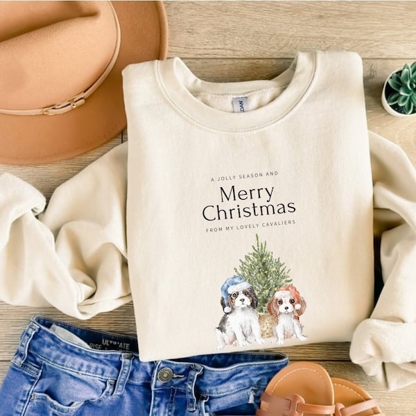 Cavalier King Charles Spaniel, Blenheim, Christmas, Cavi Mom, Dog Mom, Statement Sweatshirt