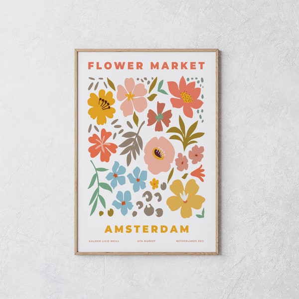Flower Market Poster, Flower Market Art Prints, Amsterdam Flower Poster, Matisse Flower Poster, Flower Market Amsterdam, Christmas Gift 2023