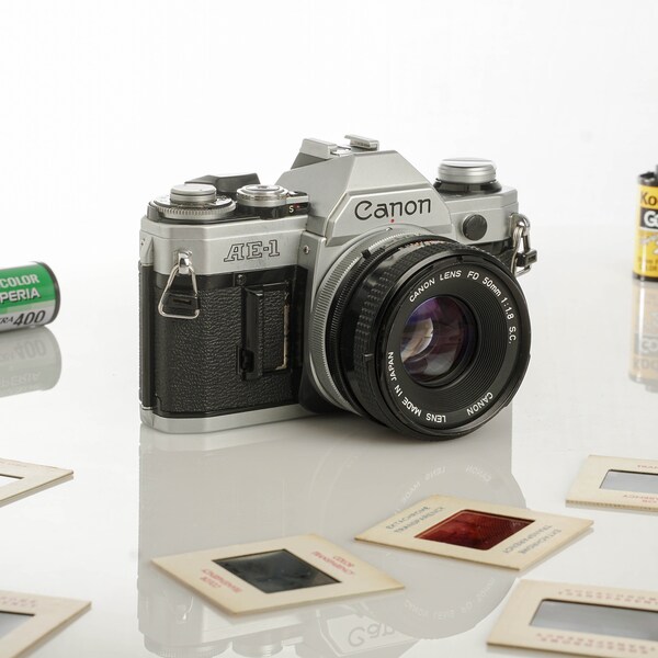 Canon AE-1 Analogue 35mm Film Camera and 50mm f/1.8 lens