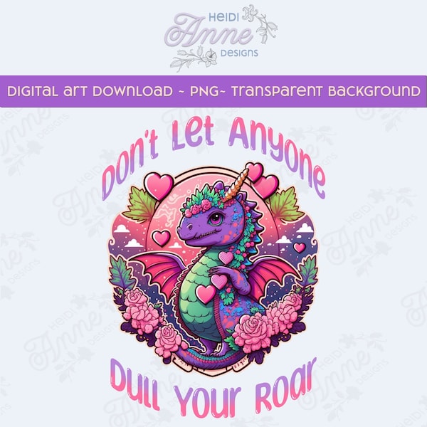 Cute Girly Unicorn Dinosaur Dragon PNG File Transparent Background