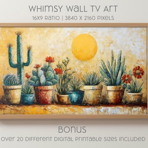 Cactus Garden In Pots AI Art | Frame TV Art | Canvas TV Art | Digital Download | Bonus Printable Sizes