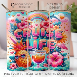 20oz Skinny Tumbler Wraps, Cruise Life Tumbler Wrap PNG, Vacation Tumbler PNG, Vacation Sublimation Design, Cruise Digital Download