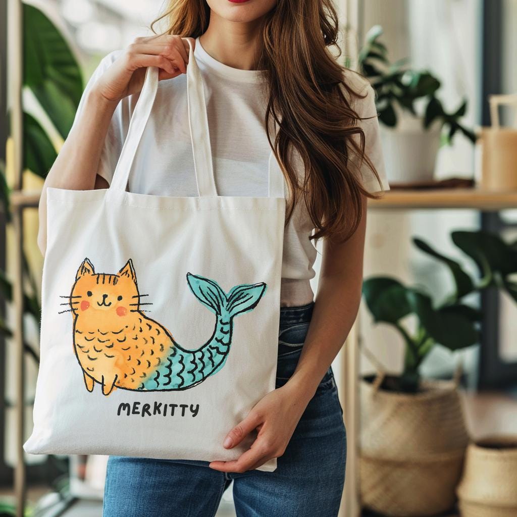 Watercolor Merkitty PNG Clipart: Orange Tabby Mermaid (digital Download ...