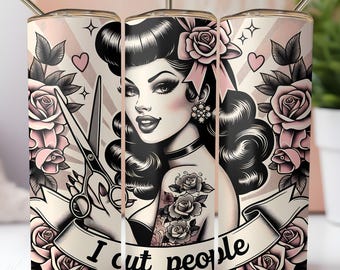 Friseur Tumbler Wrap: Kokette freche Vintage Design (Digitaler Download)