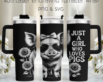 Schweineliebhaber 40oz Tumbler Wrap SVG: Bauernhof Tier Lasergravur (Digitaler Download)