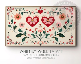 Valentinstag Blumen Herzen Volkskunst: Rahmen TV Art (Digitaler Download)