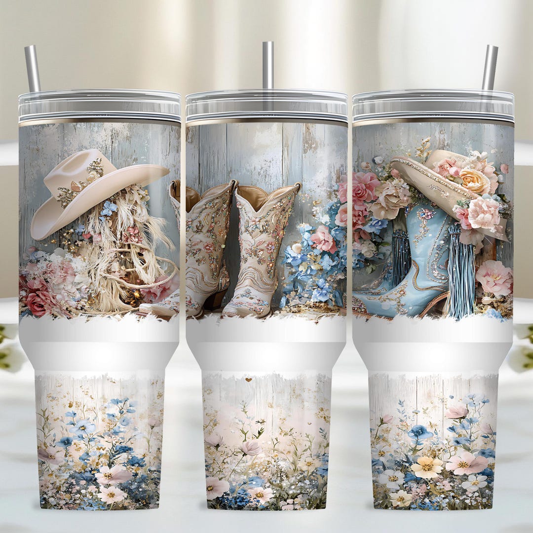 Western Cowgirl Tumbler Wrap: Rustic Floral 40oz PNG (digital Download ...