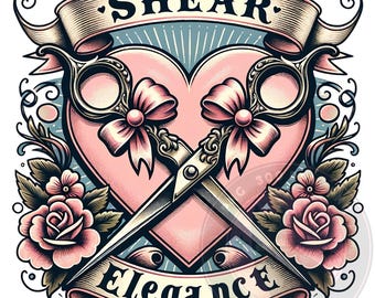 Hairstylist Shear Elegance Valentine PNG: Cosmetology Sublimation (Digital Download)