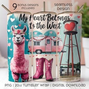 Western Heart Valentines 20oz Tumbler Wrap, Western Valentines Day designs, Alpaca Sublimation Designs, Country png, Howdy Valentines Png