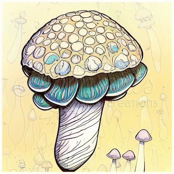 Magic Mushroom Printable Digital Art Download 300dpi RGB CMYK - Etsy