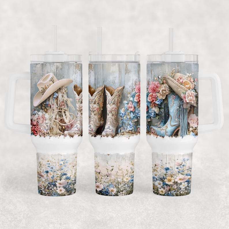 Western Cowgirl Tumbler Wrap: Rustic Floral 40oz PNG (digital Download ...