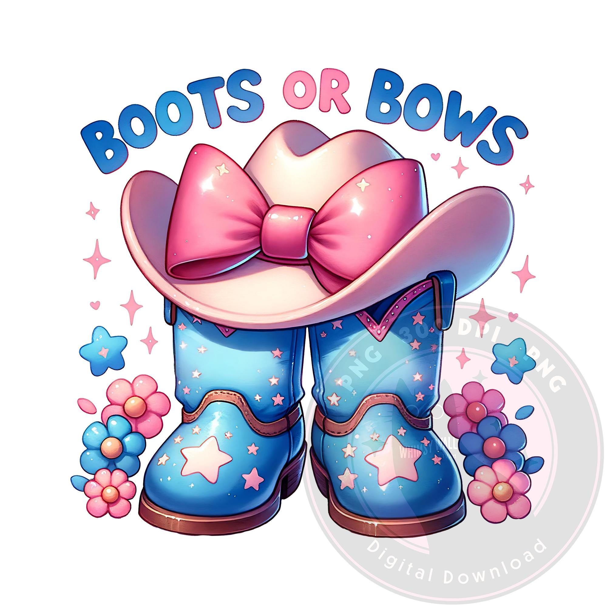 Boots or Bows Gender Reveal PNG: Western Cowboy Cowgirl (Digital Download)
