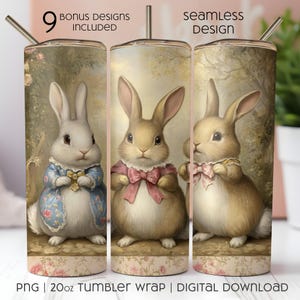 Cute Seamless Coquette Easter Bunny Tumbler Wrap, 20oz Skinny Easter Tumbler PNG Sublimation Design, Grandmillenial Easter Digital Download