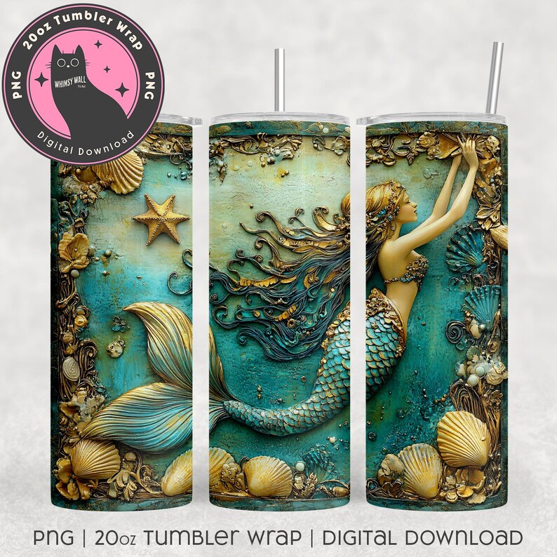 Sea Witch Tumbler Wrap: Mermaid 20 Oz Skinny Sublimation Design ...